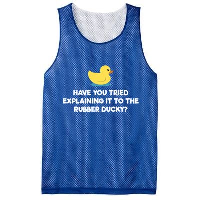 Rubber Duck Debugging Funny Explaining Programmer Coder Gift Mesh Reversible Basketball Jersey Tank