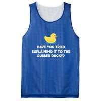 Rubber Duck Debugging Funny Explaining Programmer Coder Gift Mesh Reversible Basketball Jersey Tank