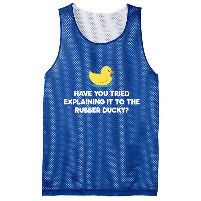Rubber Duck Debugging Funny Explaining Programmer Coder Gift Mesh Reversible Basketball Jersey Tank