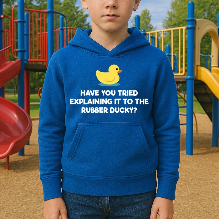 Rubber Duck Debugging Funny Explaining Programmer Coder Gift Kids Hoodie
