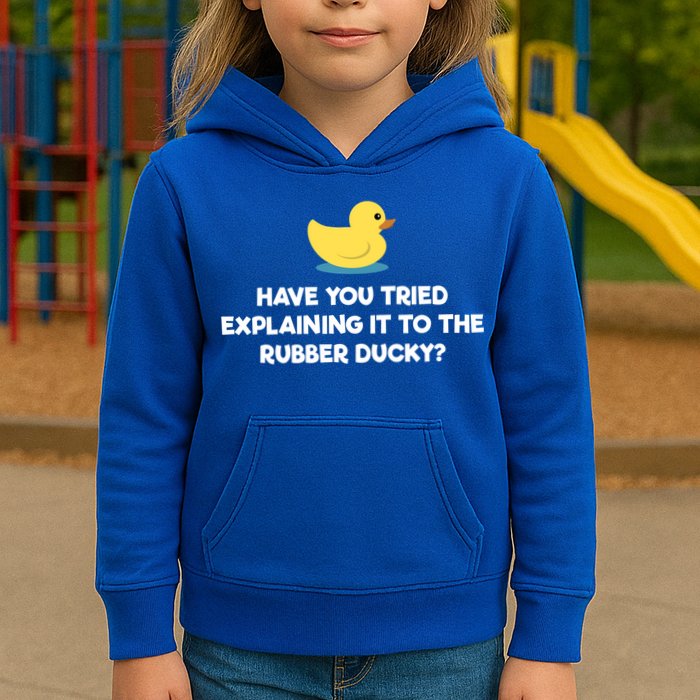 Rubber Duck Debugging Funny Explaining Programmer Coder Gift Kids Hoodie