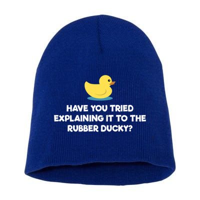 Rubber Duck Debugging Funny Explaining Programmer Coder Gift Short Acrylic Beanie
