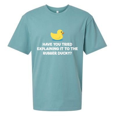Rubber Duck Debugging Funny Explaining Programmer Coder Gift Sueded Cloud Jersey T-Shirt