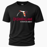 Ron Desantis DeSantisLand State Of Liberty Florida Map FL Flag Patriotic Cooling Performance Crew T-Shirt
