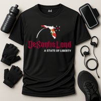 Ron Desantis DeSantisLand State Of Liberty Florida Map FL Flag Patriotic Cooling Performance Crew T-Shirt