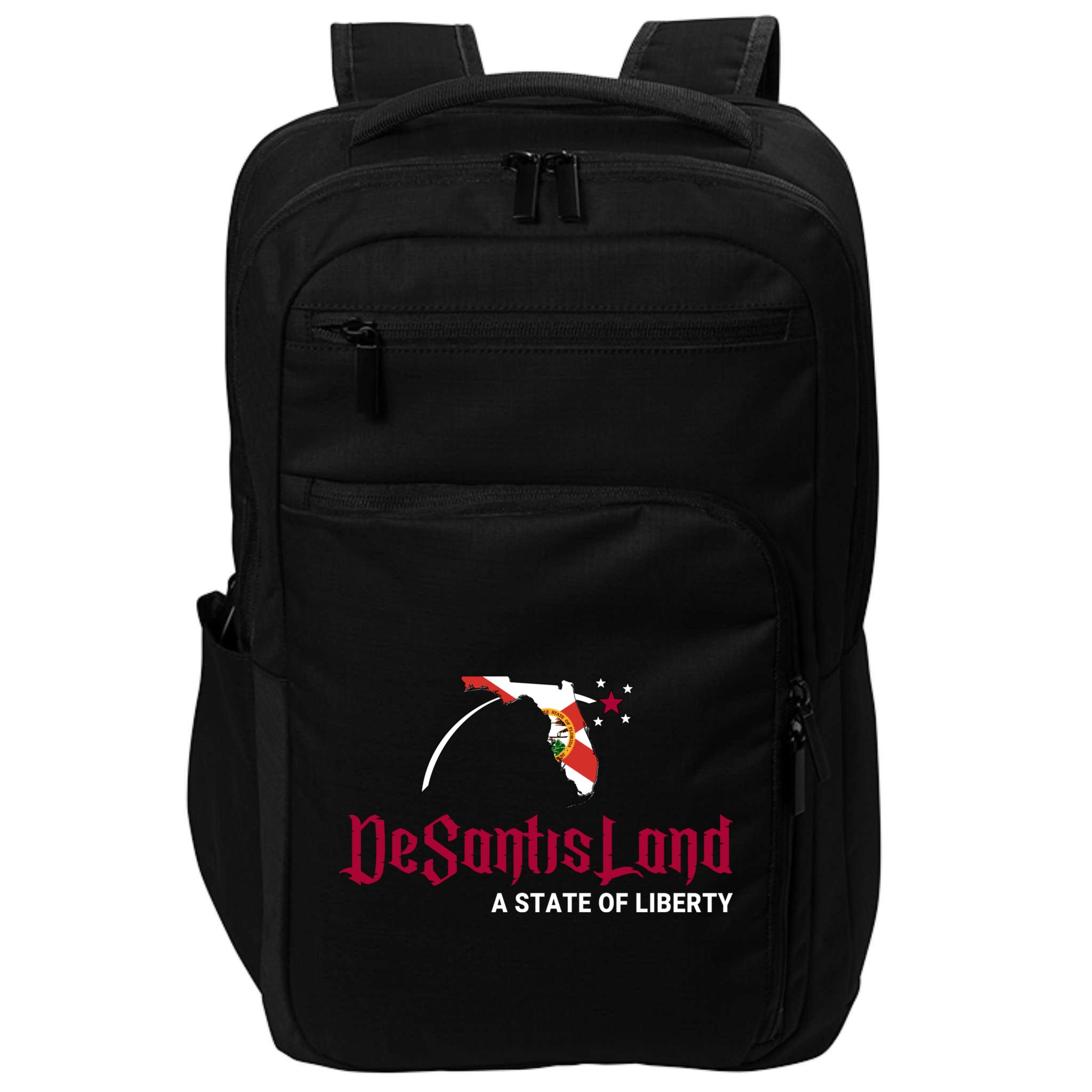 Ron Desantis DeSantisLand State Of Liberty Florida Map FL Flag Patriotic Impact Tech Backpack