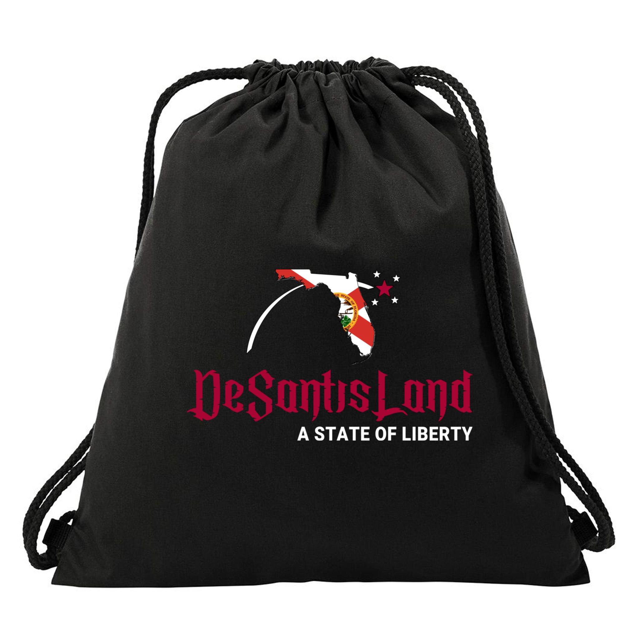 Ron Desantis DeSantisLand State Of Liberty Florida Map FL Flag Patriotic Drawstring Bag