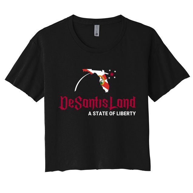 Ron Desantis DeSantisLand State Of Liberty Florida Map FL Flag Patriotic Crop Top