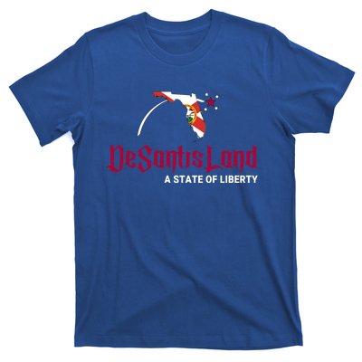 Ron Desantis DeSantisLand State Of Liberty Florida Map FL Flag Patriotic T-Shirt