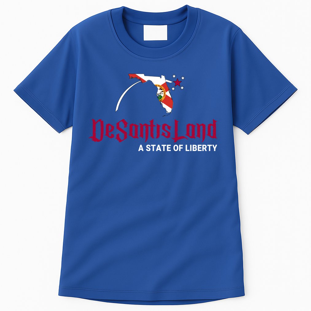Ron Desantis DeSantisLand State Of Liberty Florida Map FL Flag Patriotic Tall T-Shirt