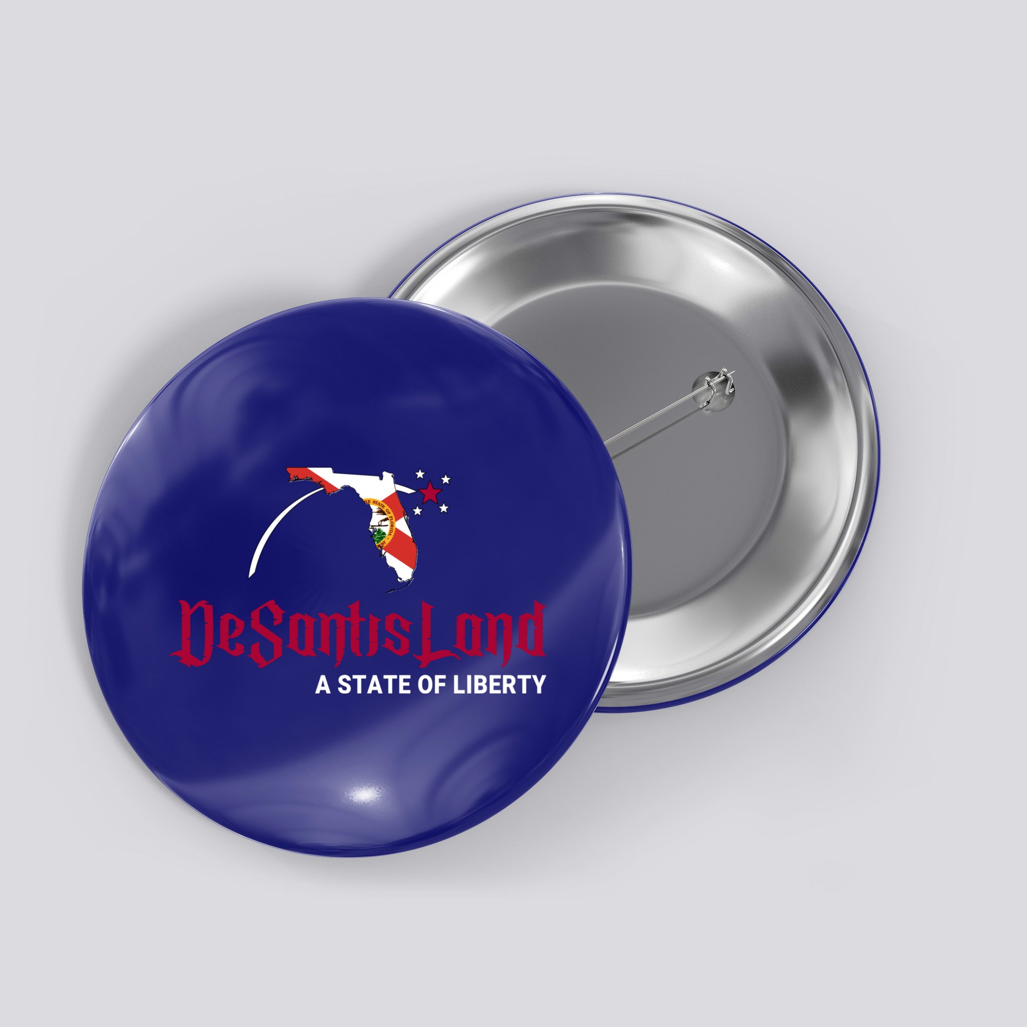 Ron Desantis DeSantisLand State Of Liberty Florida Map FL Flag Patriotic Button