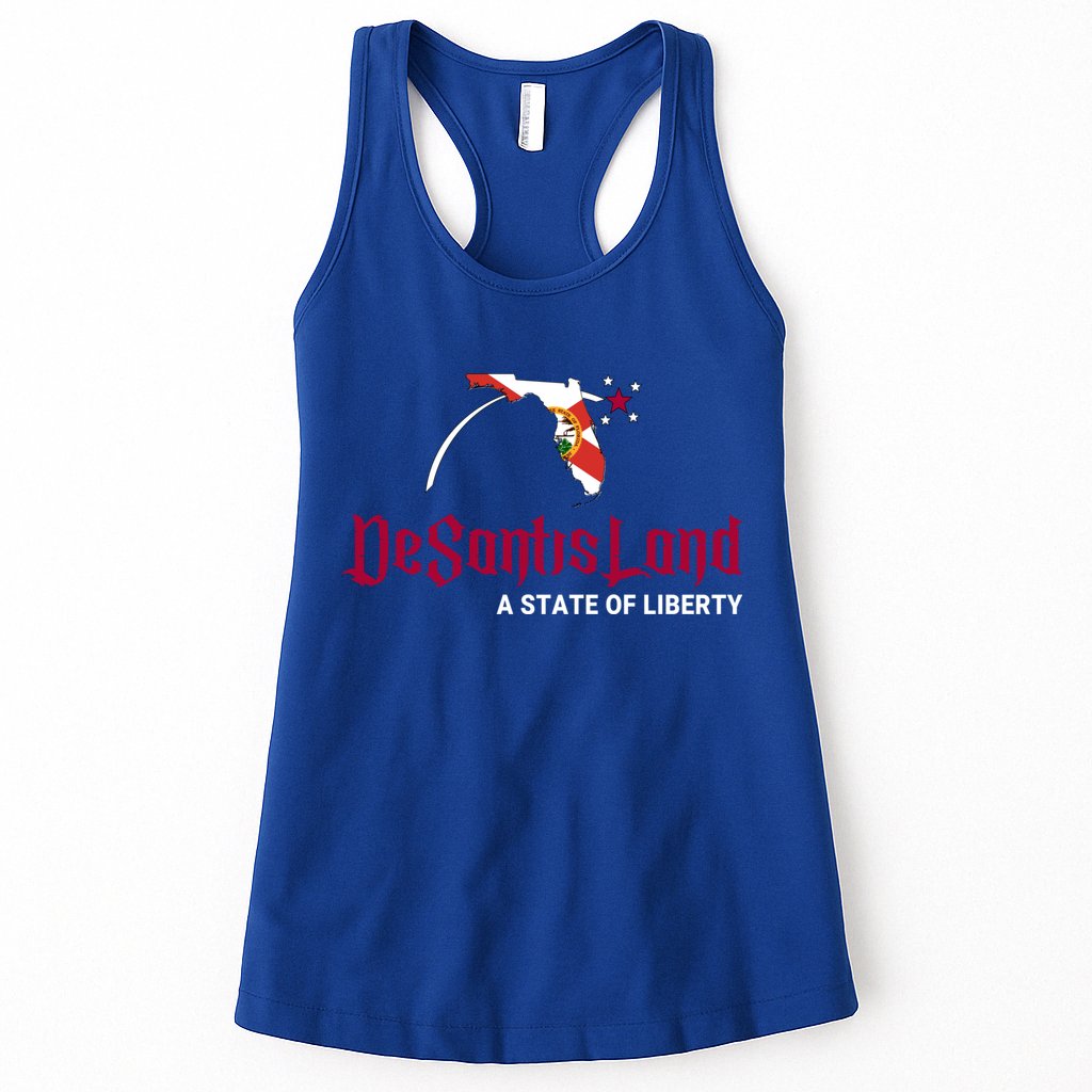 Ron Desantis DeSantisLand State Of Liberty Florida Map FL Flag Patriotic Womens Tank Top