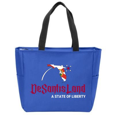 Ron Desantis DeSantisLand State Of Liberty Florida Map FL Flag Patriotic Zip Tote Bag