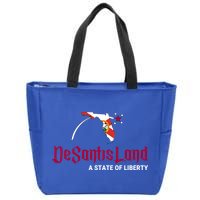 Ron Desantis DeSantisLand State Of Liberty Florida Map FL Flag Patriotic Zip Tote Bag