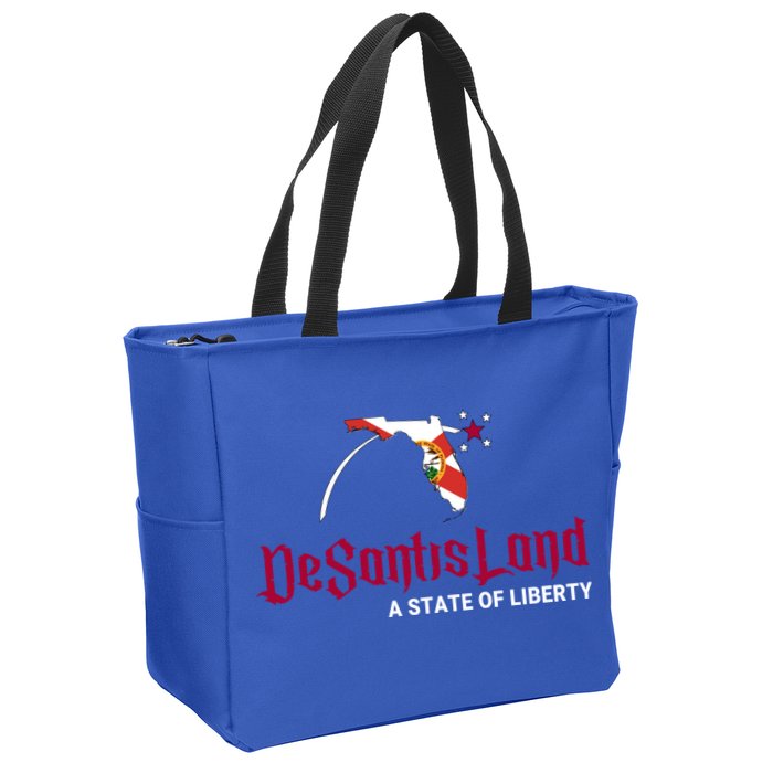 Ron Desantis DeSantisLand State Of Liberty Florida Map FL Flag Patriotic Zip Tote Bag