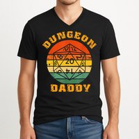 Retro Dungeon Daddy For Father Fathers Day V-Neck T-Shirt