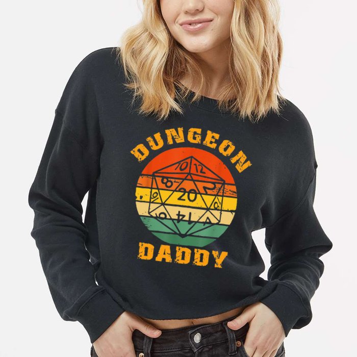 Retro Dungeon Daddy For Father Fathers Day Cropped Pullover Crew