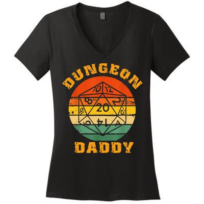Retro Dungeon Daddy For Father Fathers Day Women's V-Neck T-Shirt
