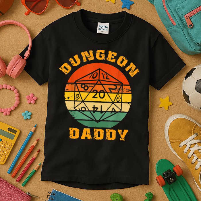 Retro Dungeon Daddy For Father Fathers Day Kids T-Shirt