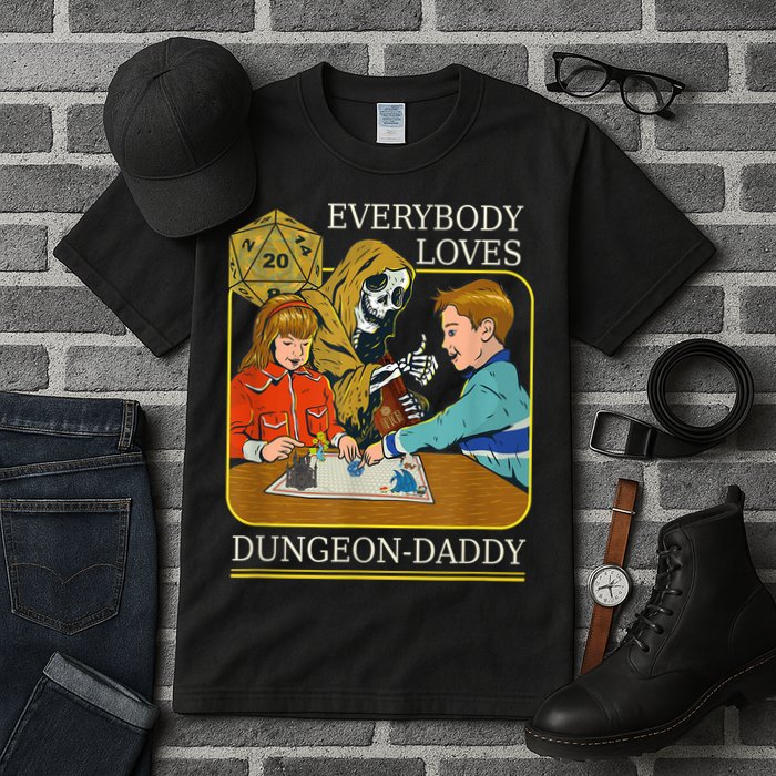 RPG D20 Dice Dungeon-Daddy Fantasy Pen and Paper Boardgame Tall T-Shirt