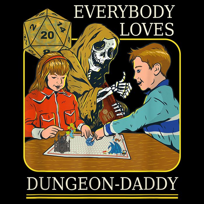 RPG D20 Dice Dungeon-Daddy Fantasy Pen and Paper Boardgame Tall T-Shirt