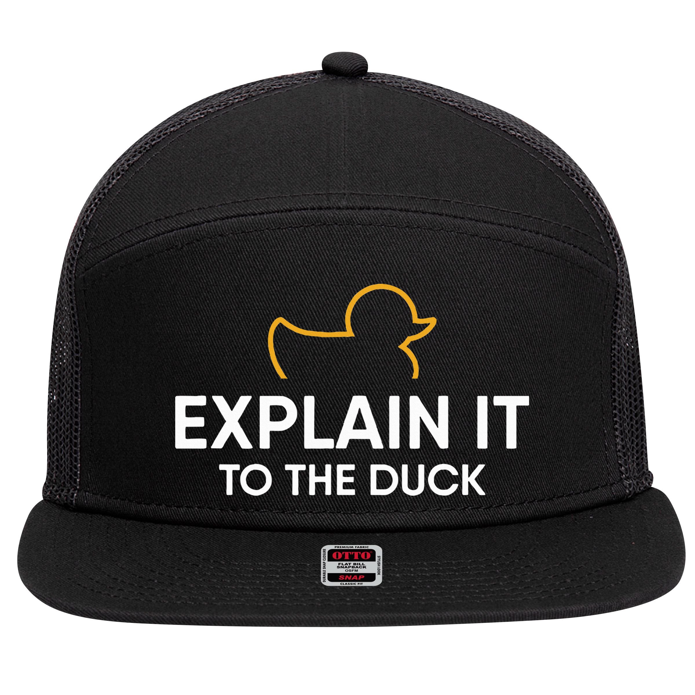 Rubber Duck Debugging Explain It To The Duck Programmer  7 Panel Mesh Trucker Snapback Hat