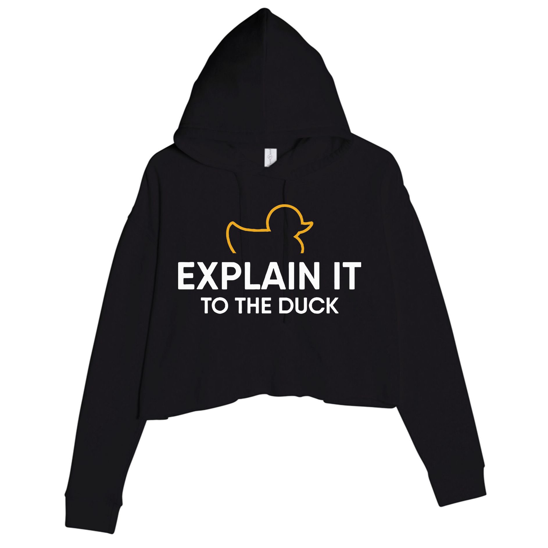 Rubber Duck Debugging Explain It To The Duck Programmer  Crop Fleece Hoodie