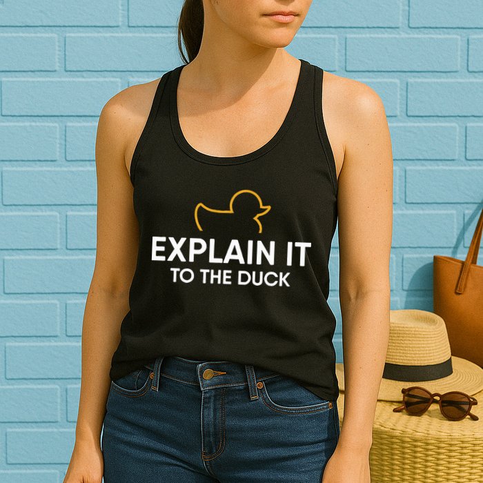 Rubber Duck Debugging Explain It To The Duck Programmer  Women's Racerback Tank