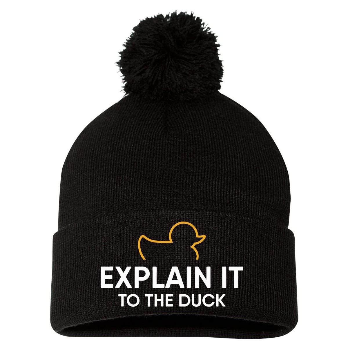 Rubber Duck Debugging Explain It To The Duck Programmer  Pom Pom 12in Knit Beanie