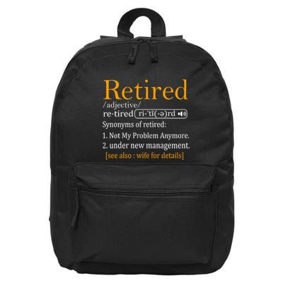 Retired Definition Dad Funny Retirement Party 16 in Basic Backpack
