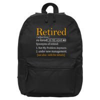Retired Definition Dad Funny Retirement Party 16 in Basic Backpack