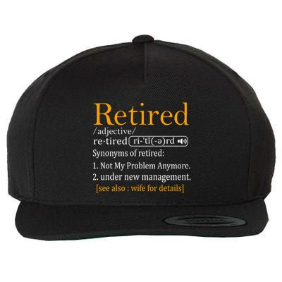Retired Definition Dad Funny Retirement Party Wool Snapback Cap