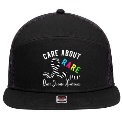 Rare Disease Day Care About Rare Disease Awareness 7 Panel Mesh Trucker Snapback Hat