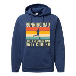 Running Dad Design For Father Day Marathon Runner Great Gift Performance Fleece Hoodie