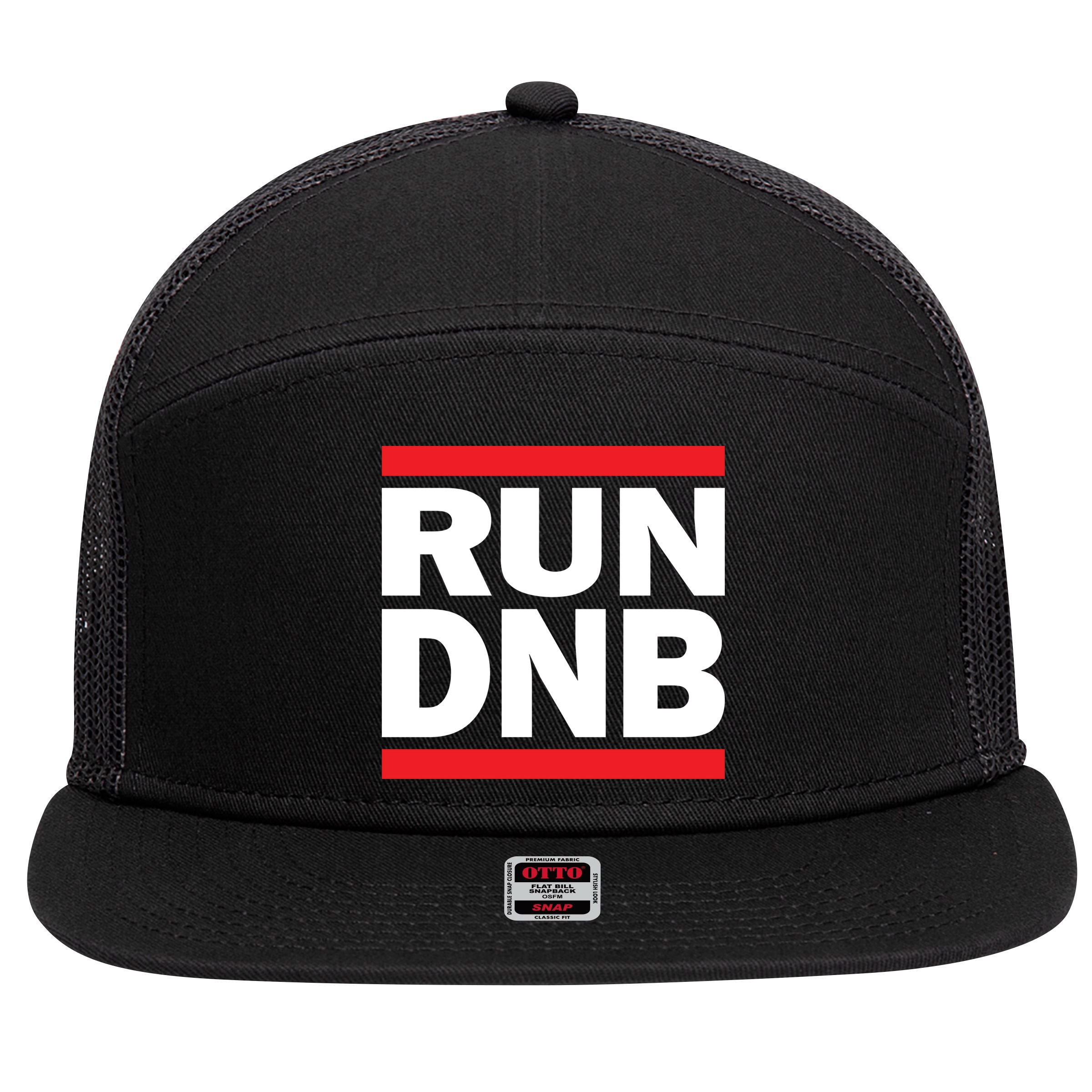RUN DnB Drum And Bass 7 Panel Mesh Trucker Snapback Hat