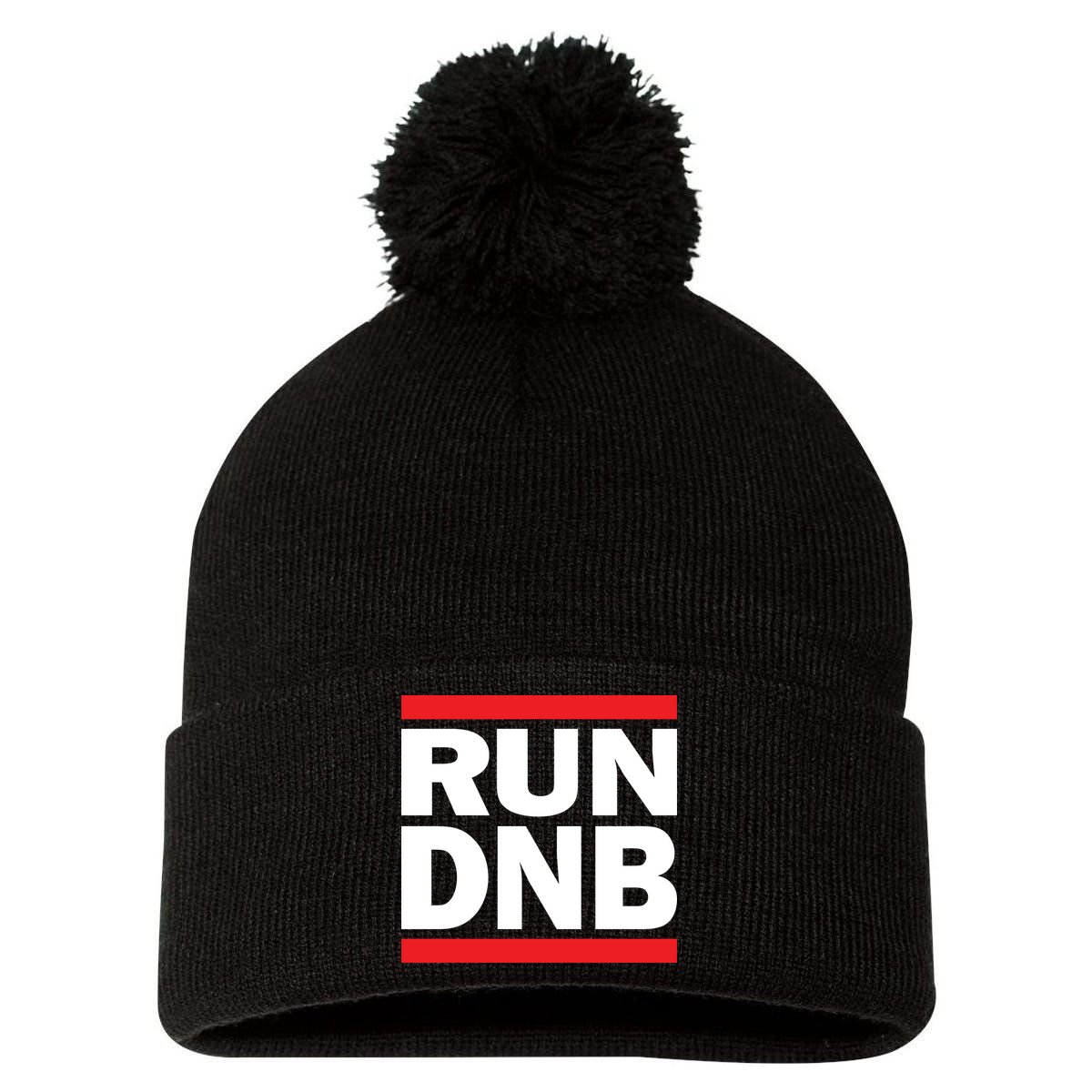 RUN DnB Drum And Bass Pom Pom 12in Knit Beanie