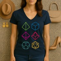 Roll Dungeons & Dragons Line Art Series Women's V-Neck T-Shirt