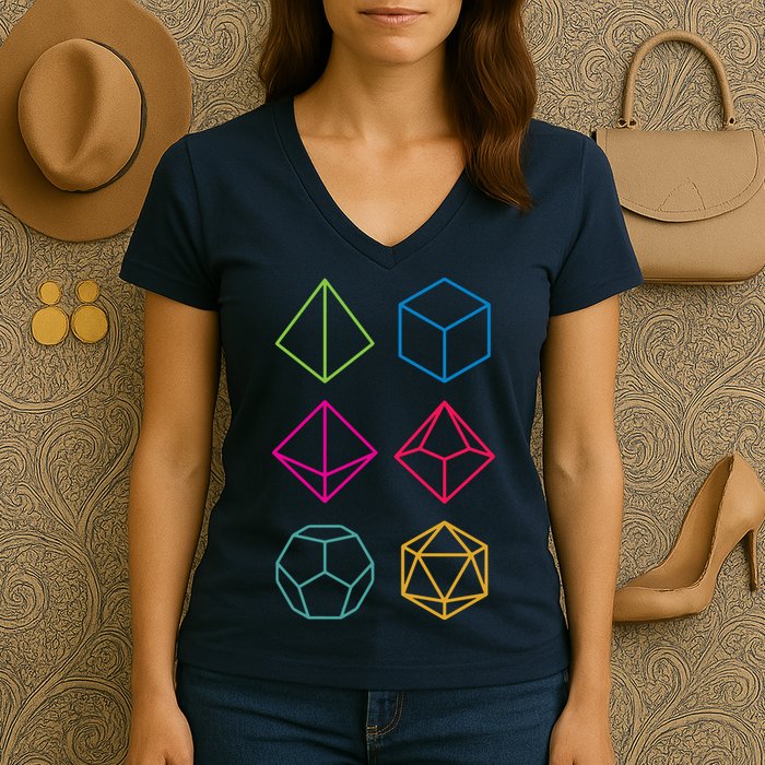 Roll Dungeons & Dragons Line Art Series Women's V-Neck T-Shirt