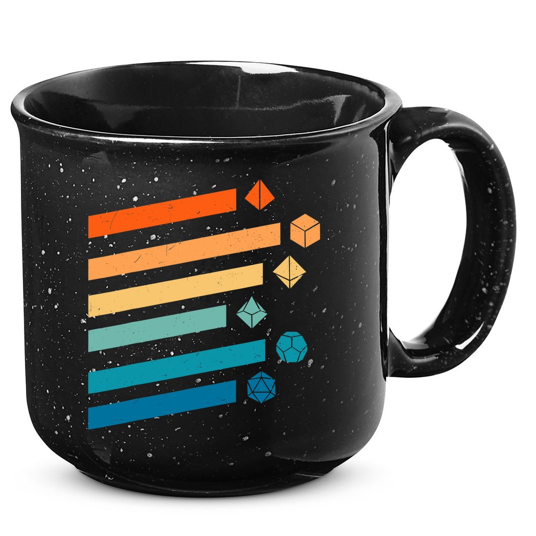 Retro Dungeons Dice D20 Dragons Fantasy Gaming 15oz Campfire Ceramic Mug