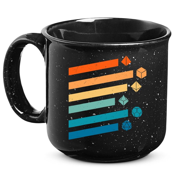 Retro Dungeons Dice D20 Dragons Fantasy Gaming 15oz Campfire Ceramic Mug