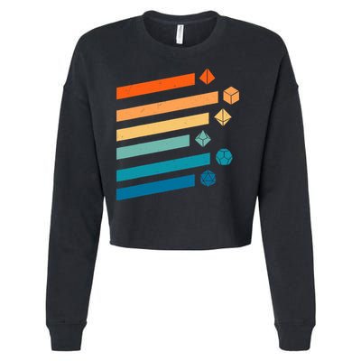 Retro Dungeons Dice D20 Dragons Fantasy Gaming Cropped Pullover Crew