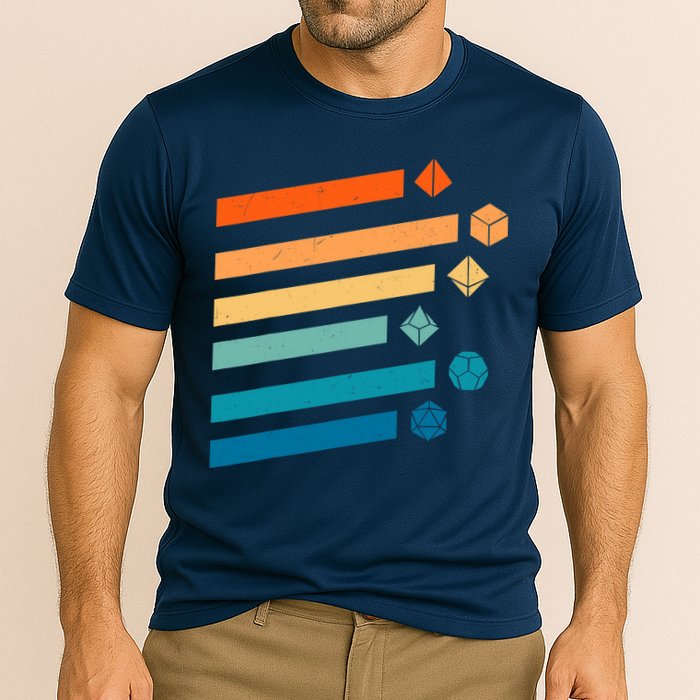 Retro Dungeons Dice D20 Dragons Fantasy Gaming Performance Shirt