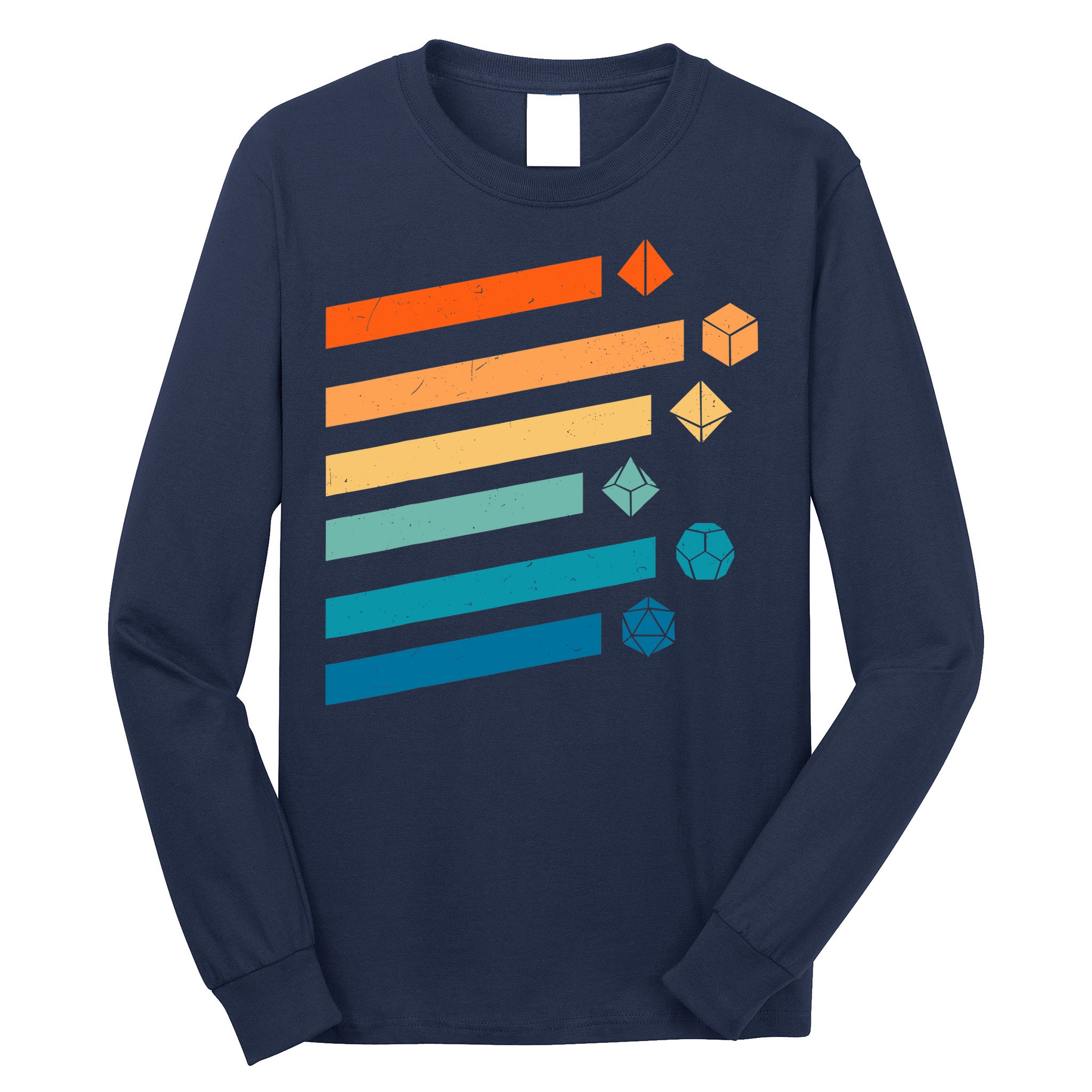 Retro Dungeons Dice D20 Dragons Fantasy Gaming Long Sleeve Shirt