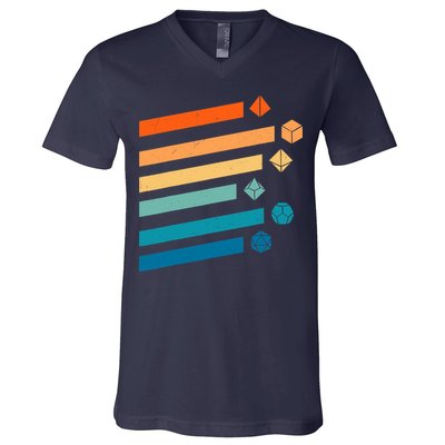 Retro Dungeons Dice D20 Dragons Fantasy Gaming V-Neck T-Shirt