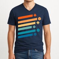 Retro Dungeons Dice D20 Dragons Fantasy Gaming V-Neck T-Shirt