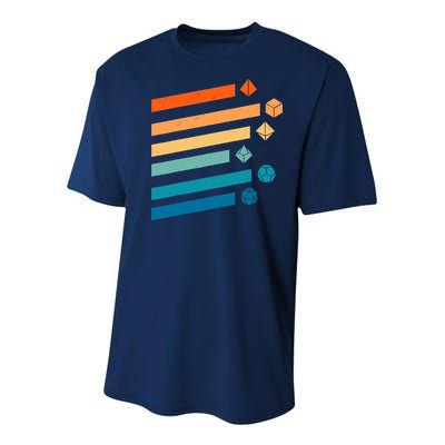 Retro Dungeons Dice D20 Dragons Fantasy Gaming Youth Performance Sprint T-Shirt
