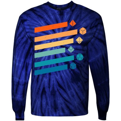 Retro Dungeons Dice D20 Dragons Fantasy Gaming Tie-Dye Long Sleeve Shirt