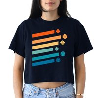 Retro Dungeons Dice D20 Dragons Fantasy Gaming Crop Top