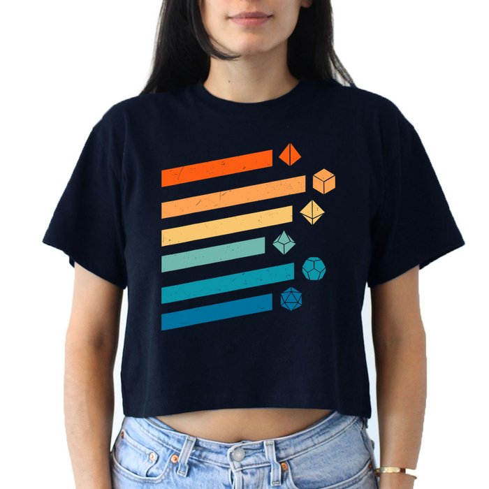 Retro Dungeons Dice D20 Dragons Fantasy Gaming Crop Top