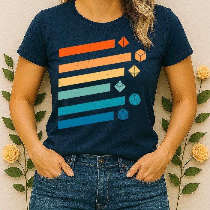 Retro Dungeons Dice D20 Dragons Fantasy Gaming Womens T-Shirt